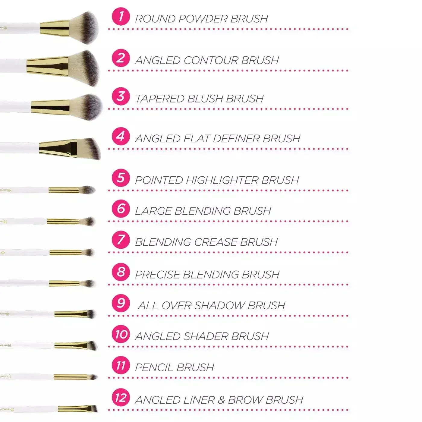 swift mart Couture 12 Piece Brush Set - Branded Cosmetics - Studded Box